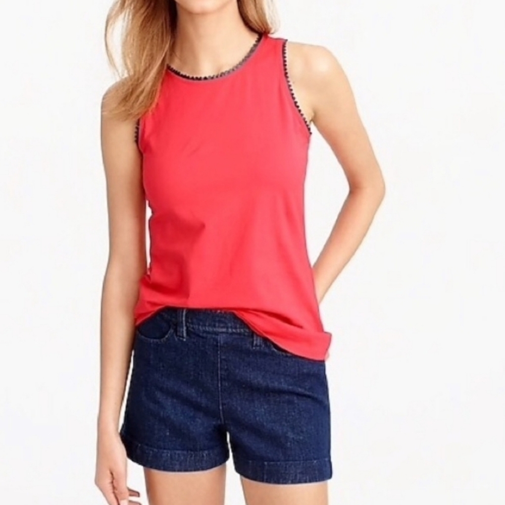 J. Crew Faux Leather Scalloped tank, sz M